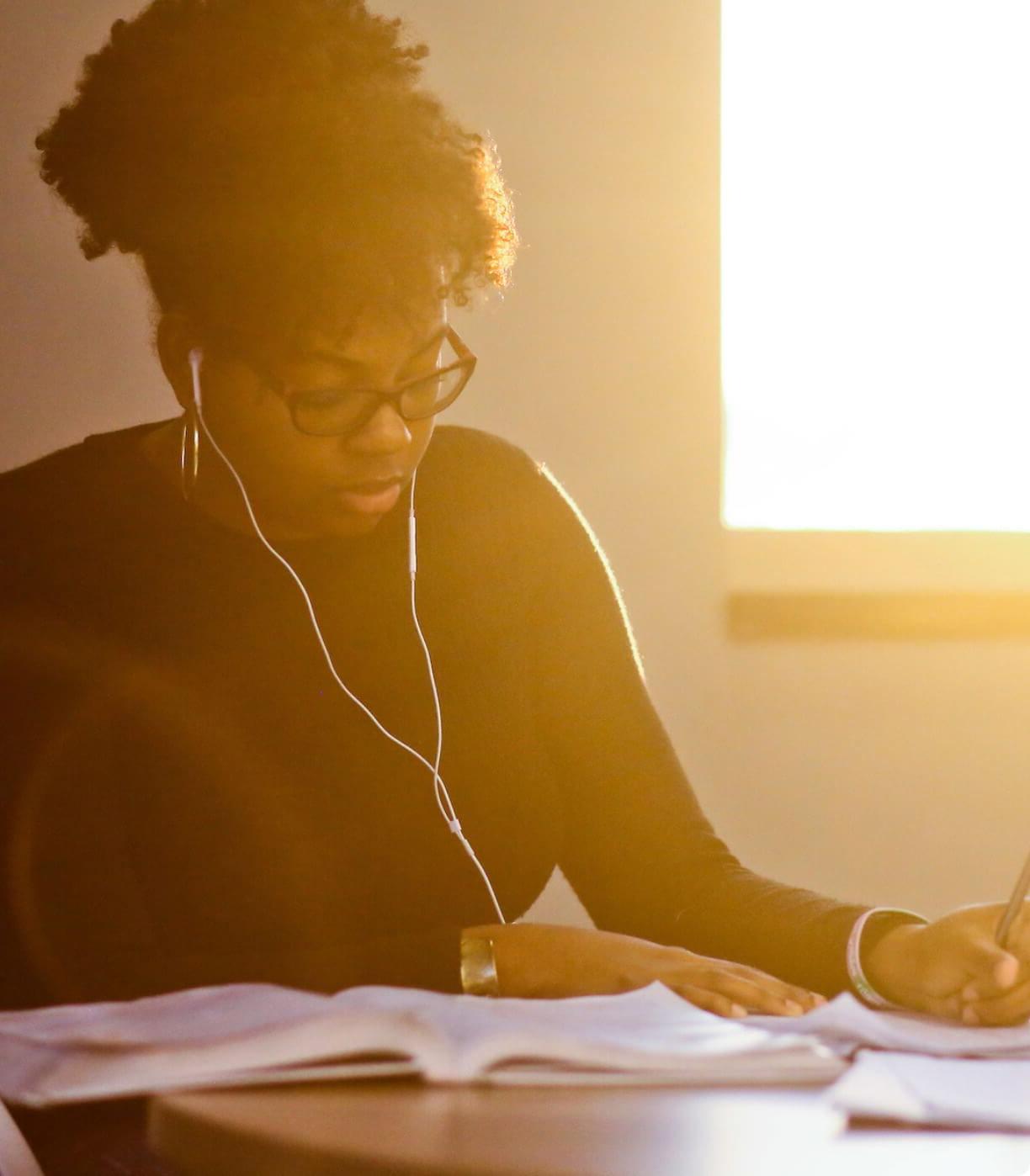 Student studying